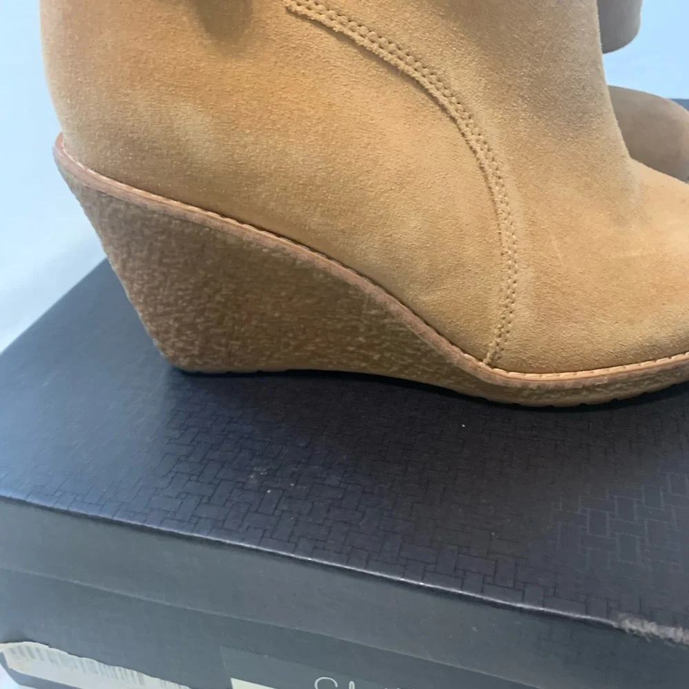 Cole Haan Women's Tall Wedge Suede Boots in Tan Size 7 1/2